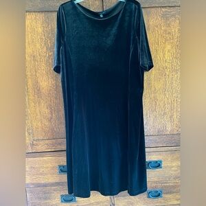 Lands' End Black Velvet Midi Dress